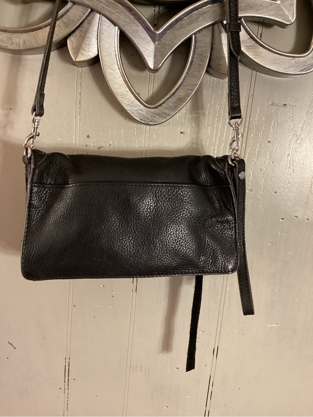 Aimee Kestenberg Black Pebbled Leather Crossbody with Braided Trim - Picture 2 of 6